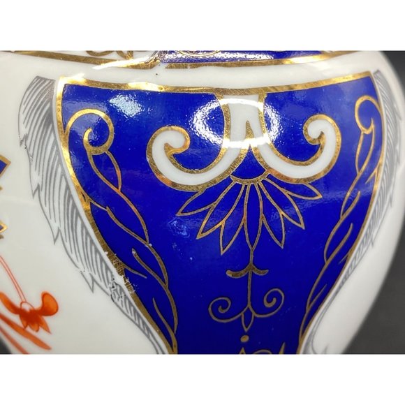 Vintage Ardco Asian Multicolor Floral Ginger Blue & Gold Jar Made in Japan 6 1/2 - Picture 6 of 10